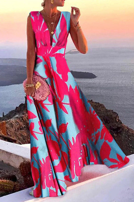 Elegant V-Neck Maxi Dress  Empire Waist Floor Length Design - Product detail 9