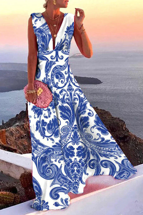 Elegant V-Neck Maxi Dress  Empire Waist Floor Length Design - Product detail 7