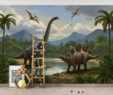 Dinosaurier Tapete | Jurassische Landschaft mit Brachiosaurus