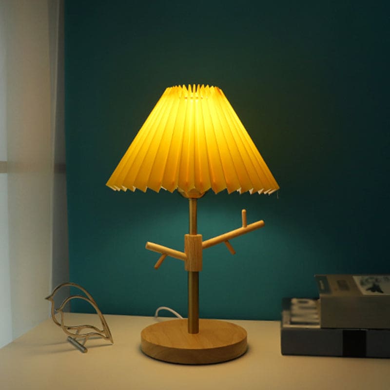 Nordic Table Lamp  Pleated Shade with Wood Base - Product detail 6