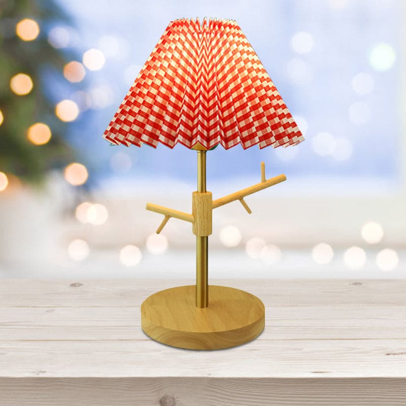 Nordic Table Lamp  Pleated Shade with Wood Base - Product example