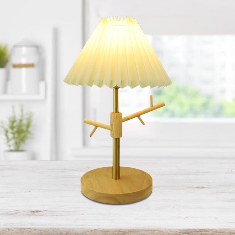 Nordic Table Lamp  Pleated Shade with Wood Base - Product detail 11