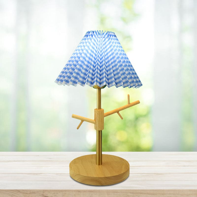 Nordic Table Lamp  Pleated Shade with Wood Base - Product detail 4