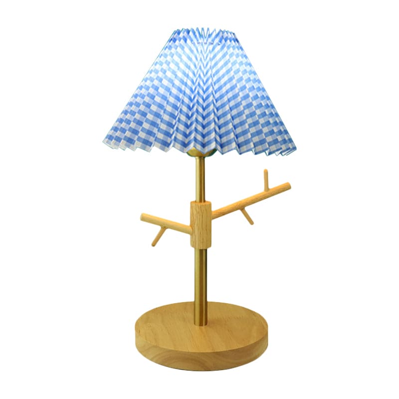 Nordic Table Lamp  Pleated Shade with Wood Base - Product showcase