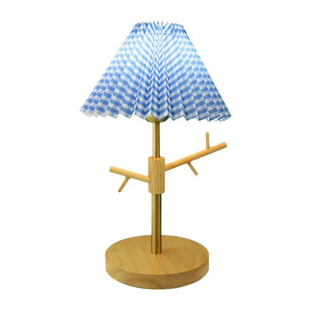 Nordic Table Lamp  Pleated Shade with Wood Base - Product showcase