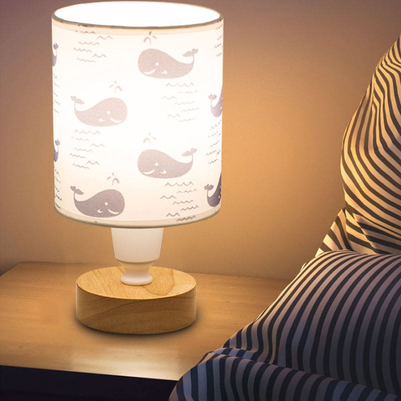 Nordic Table Lamp  Woodland Pattern Shade With Wood Base - Product detail 6