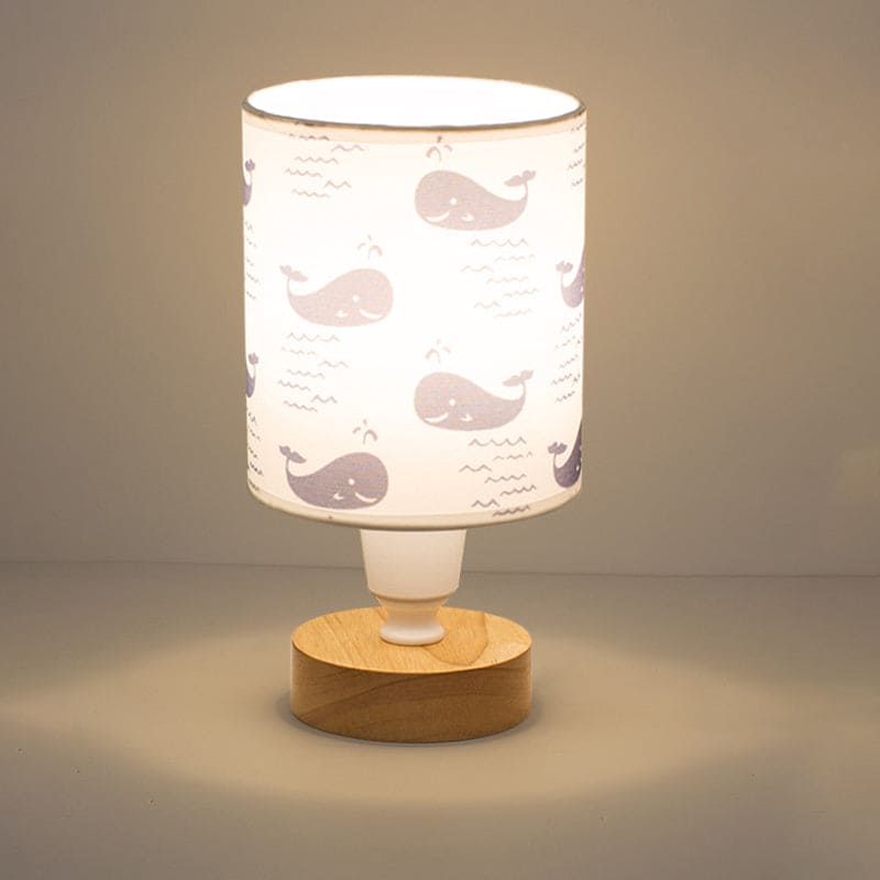 Nordic Table Lamp  Woodland Pattern Shade With Wood Base - Product example