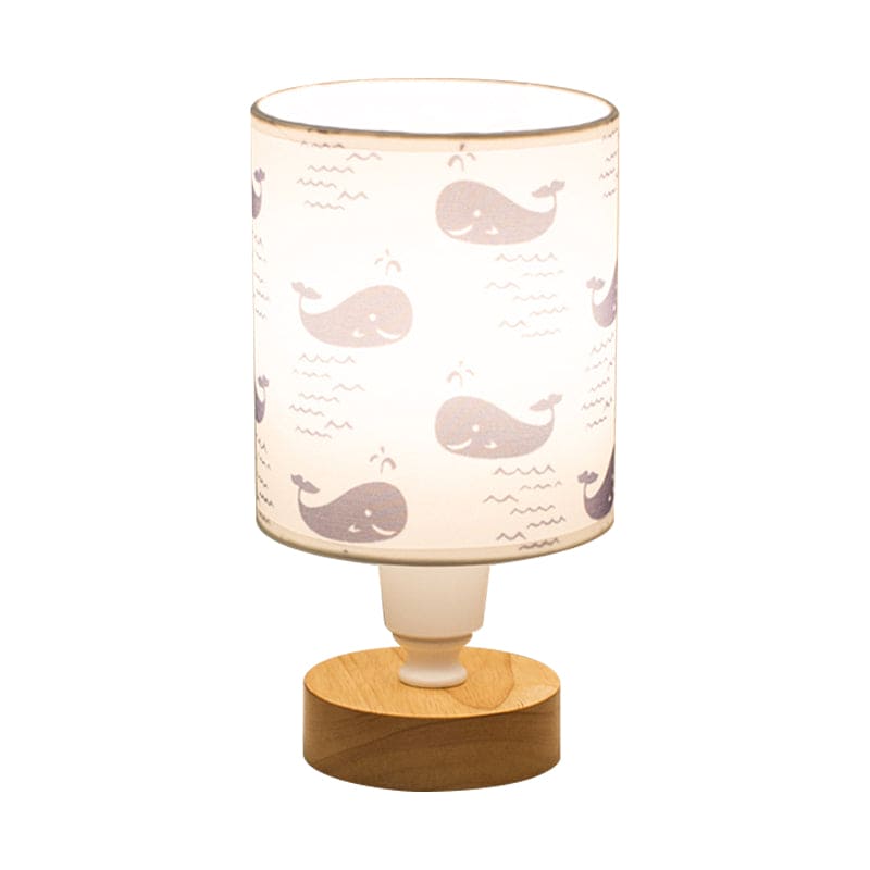 Nordic Table Lamp  Woodland Pattern Shade With Wood Base - Product detail 5