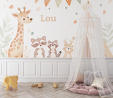 Forest Animals Mural Wallpaper | Nursery Teepee and Woodland Friends