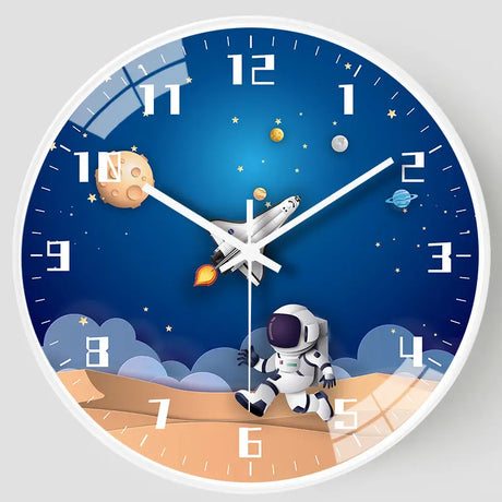 Space Theme Wall Clock  Astronaut Earth Design - Product example