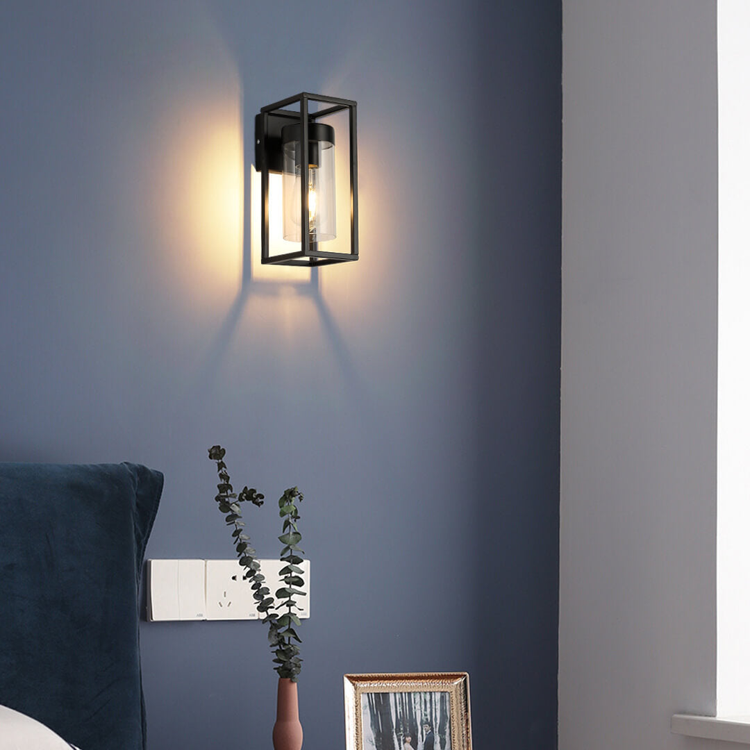 Modern Glass Wall Light  Black Frame Clear Panel Design - Product detail 7