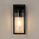 Modern Glass Wall Light  Black Frame Clear Panel Design - Detailed view
