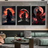 Japanese Canvas Art  Samurai Warrior Triptych Set - Product example