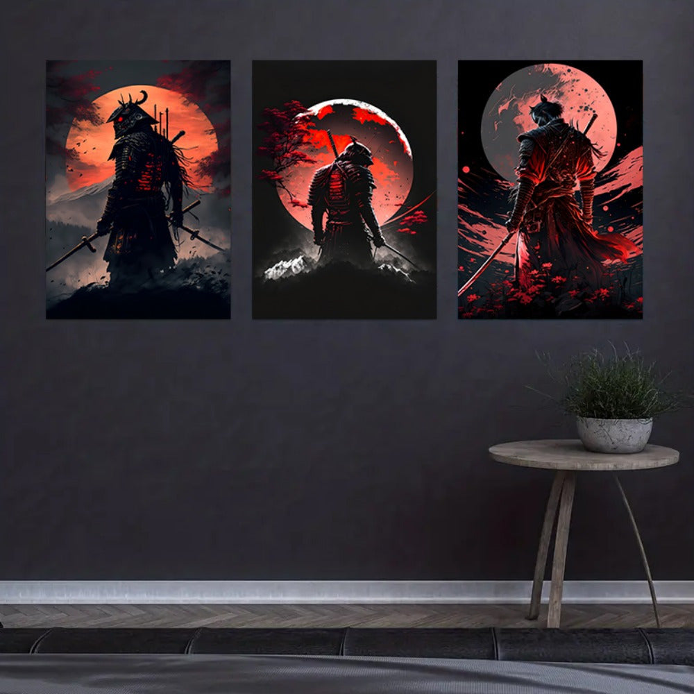 Japanese Canvas Art  Samurai Warrior Triptych Set - Product detail 5