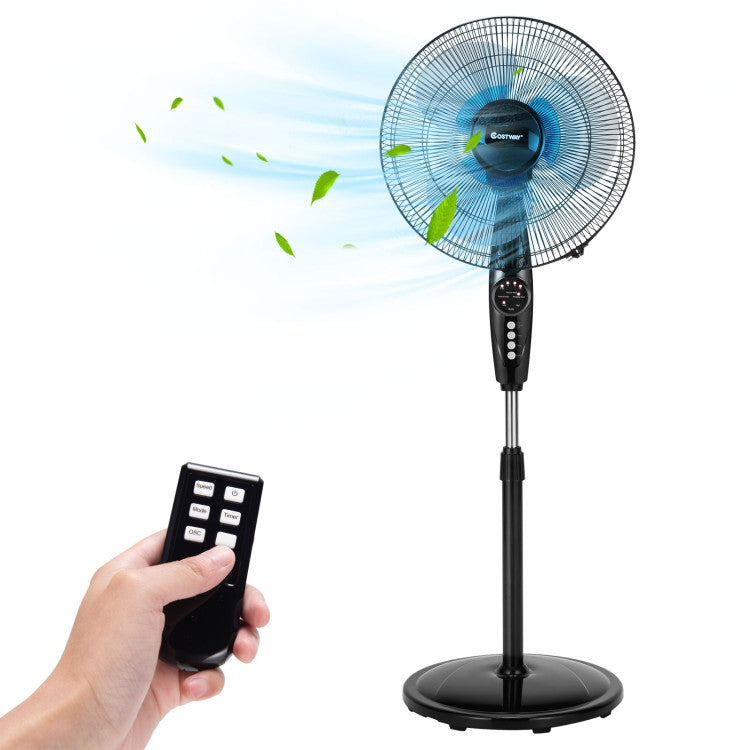 Quiet Oscillating Floor Fan  16-Inch Dual-Blade with Remote Control - Detailed view