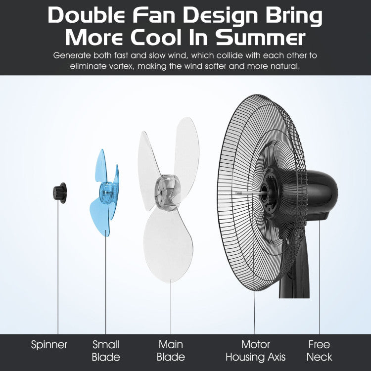 Quiet Oscillating Floor Fan  16-Inch Dual-Blade with Remote Control - Product detail 5