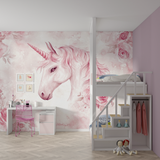 Unicorn Mural Wallpaper | Pink Floral Fantasy Design