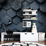 3D Geometric Mural Wallpaper | Metallic Honeycomb Pattern