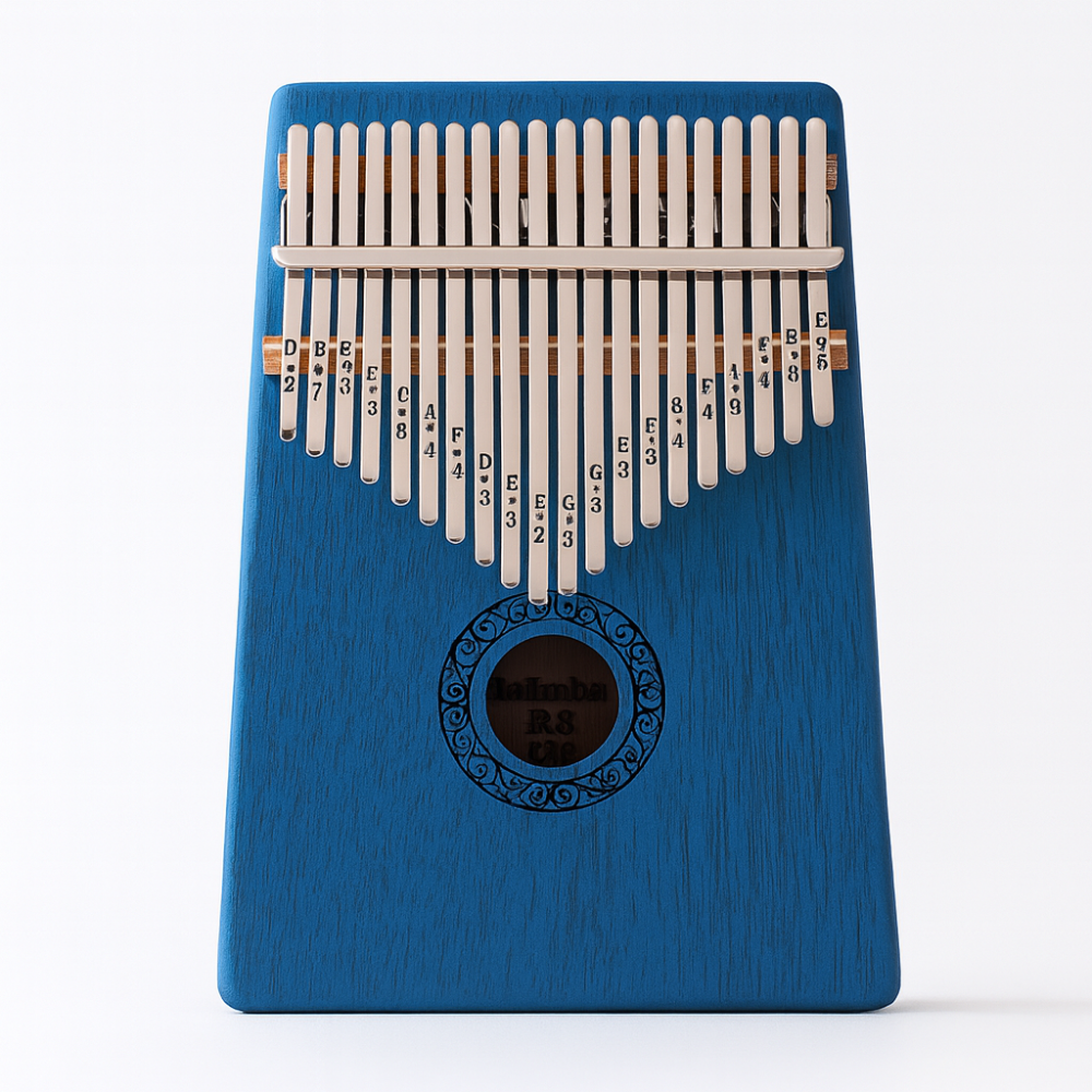 Kalimba Thumb Piano  17-Key Blue Wood Finger Piano - Detailed view