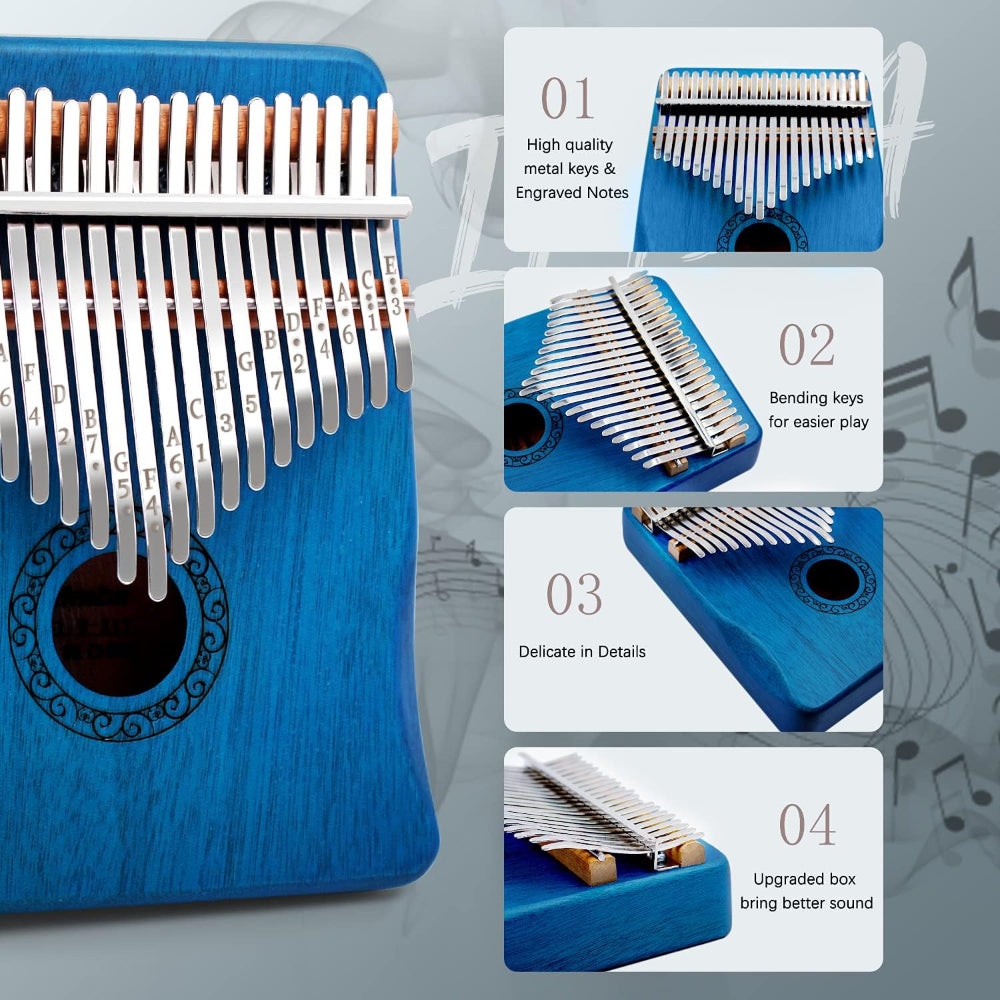 Kalimba Thumb Piano  17-Key Blue Wood Finger Piano - Product example