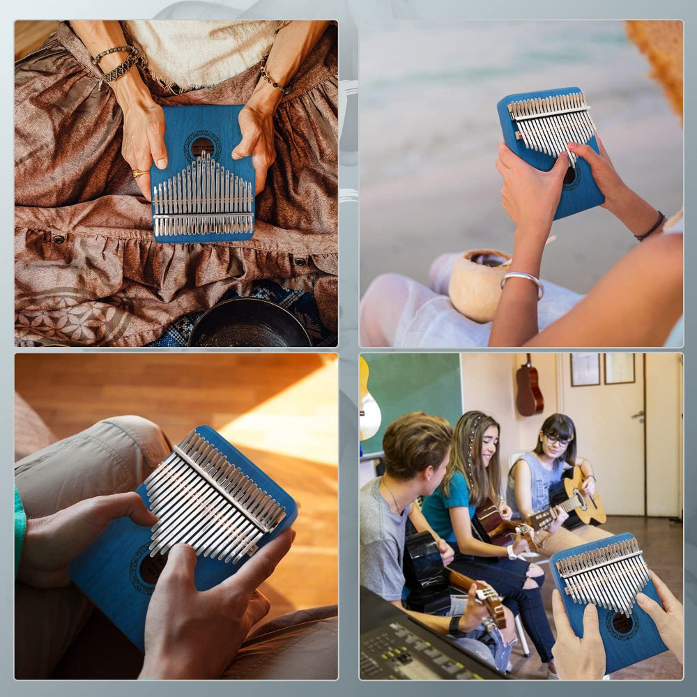 Kalimba Thumb Piano  17-Key Blue Wood Finger Piano - Product detail 5