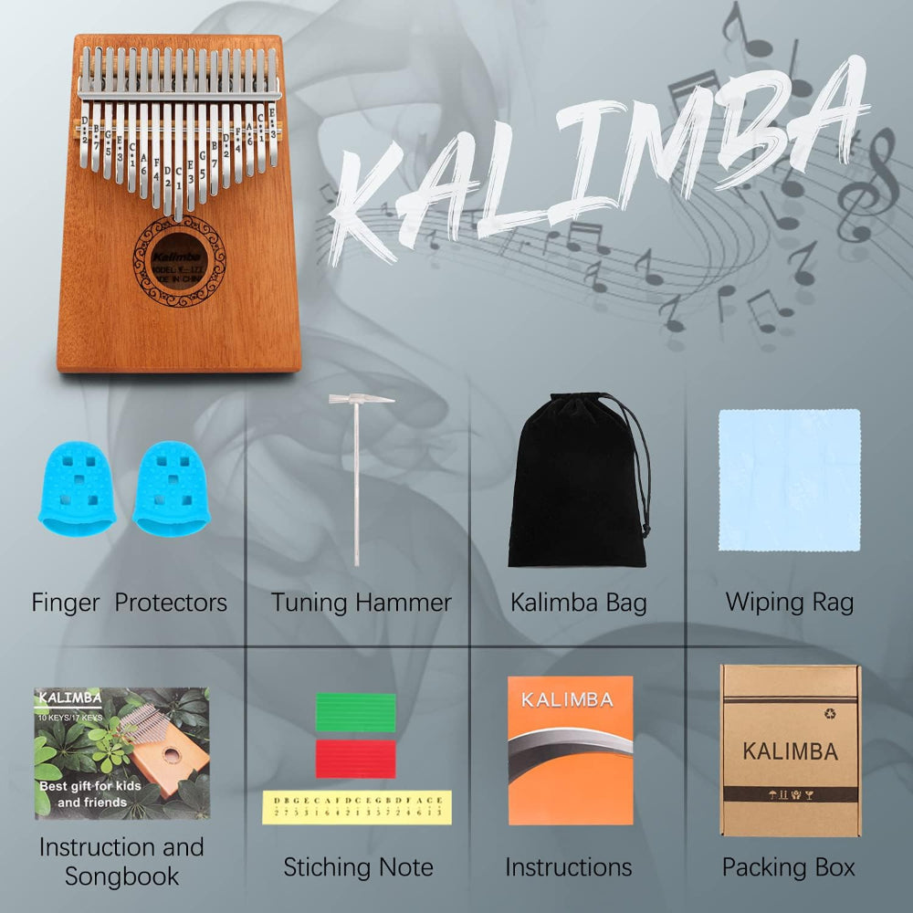 Kalimba Thumb Piano  17-Key Blue Wood Finger Piano - Product detail 7