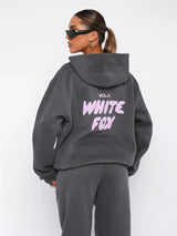 Womens Lounge Set  Pink Cotton Blend Hoodie and Joggers - Product detail 12