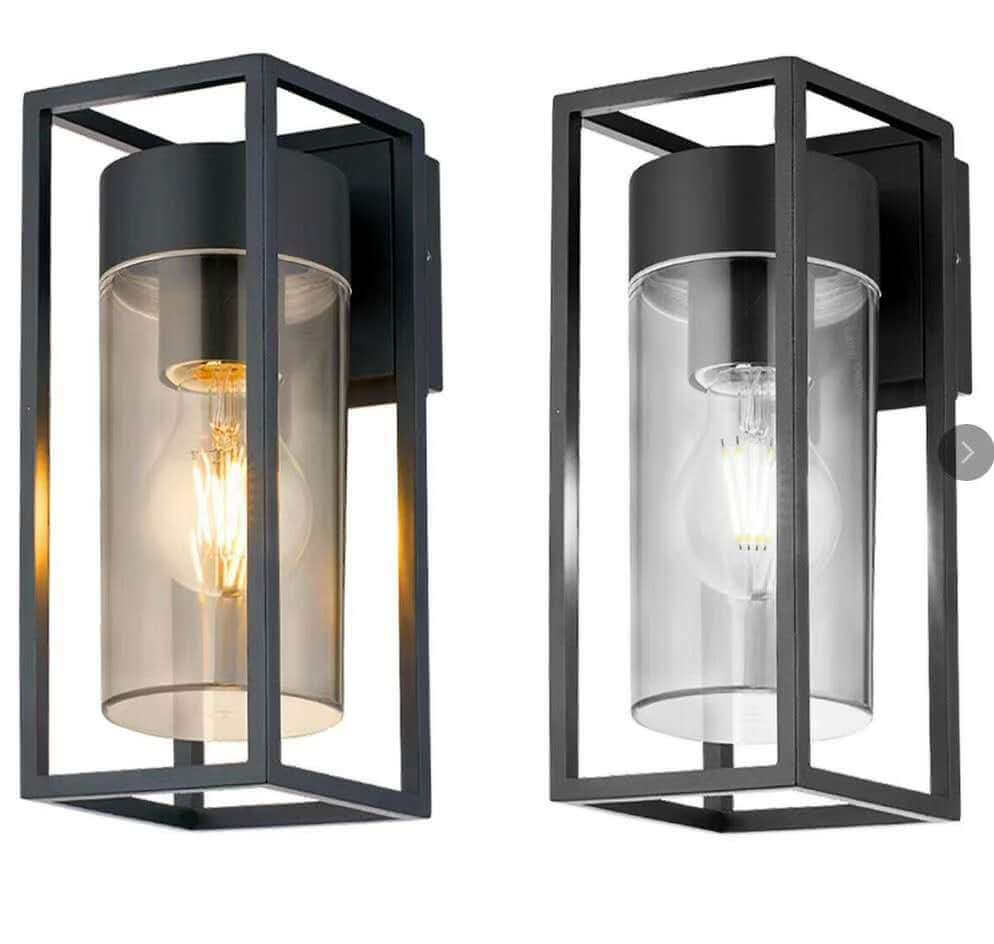 Modern Glass Wall Light  Black Frame Clear Panel Design - Product detail 4
