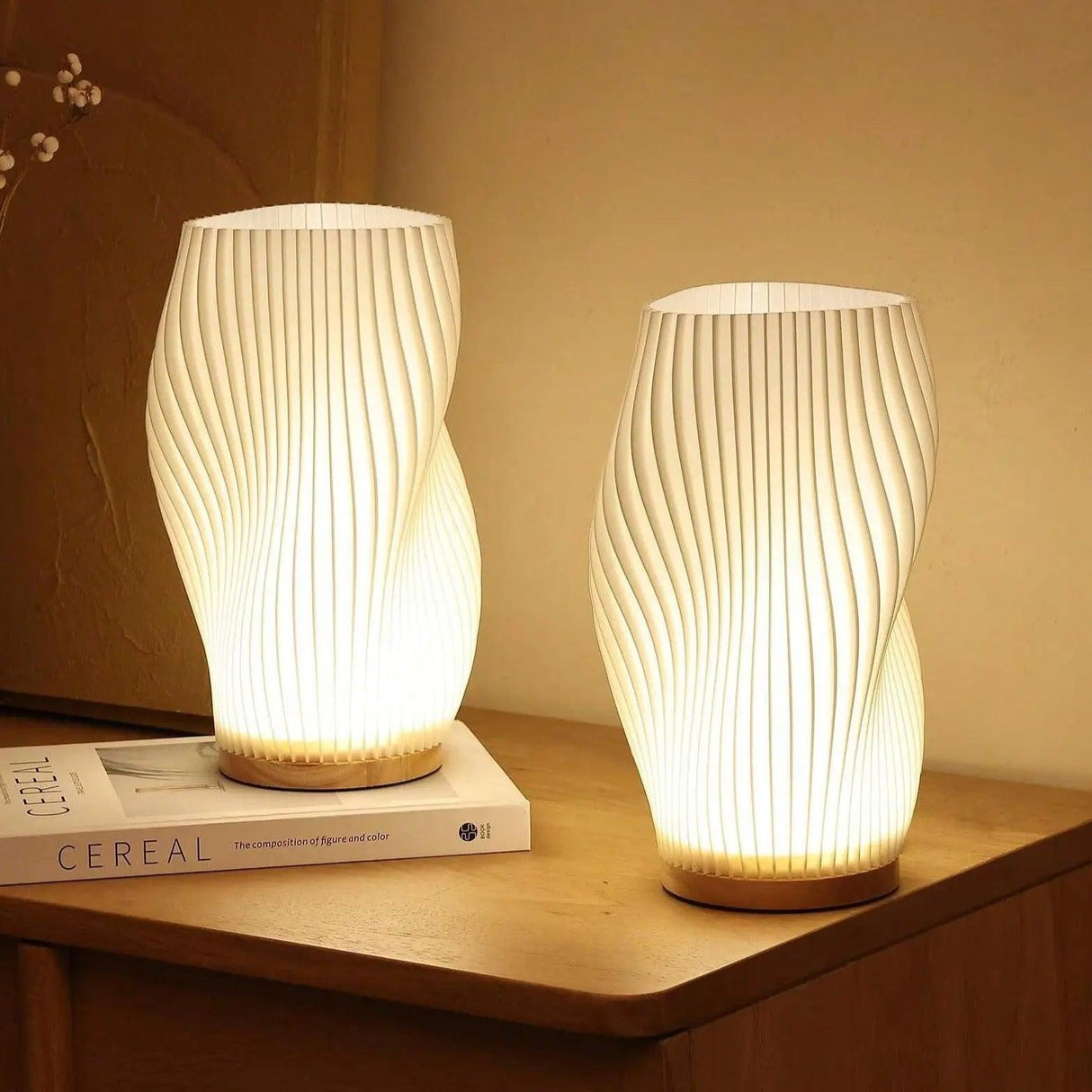 Modern Table Lamp  Sculptural Wave Design - Detailed view