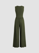 Elegant Wide Leg Jumpsuit  Deep V-Neck Design - Product detail 8