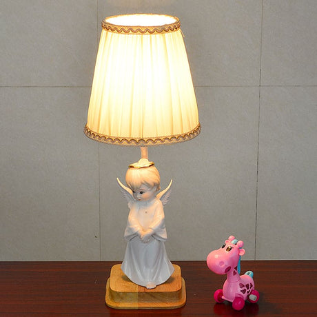 Classic Angel Table Lamp  Pleated Shade With Gold Trim - Product detail 8
