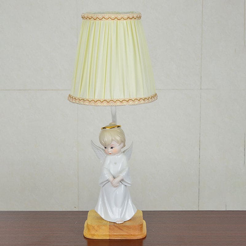 Classic Angel Table Lamp  Pleated Shade With Gold Trim - Product detail 4