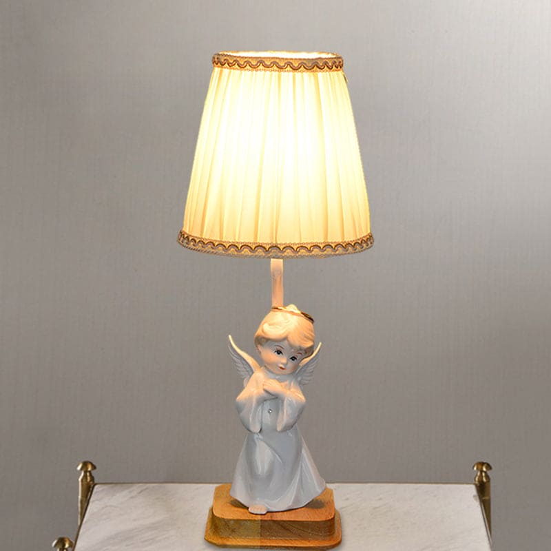 Classic Angel Table Lamp  Pleated Shade With Gold Trim - Product detail 5
