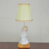 Classic Angel Table Lamp  Pleated Shade With Gold Trim - Product showcase