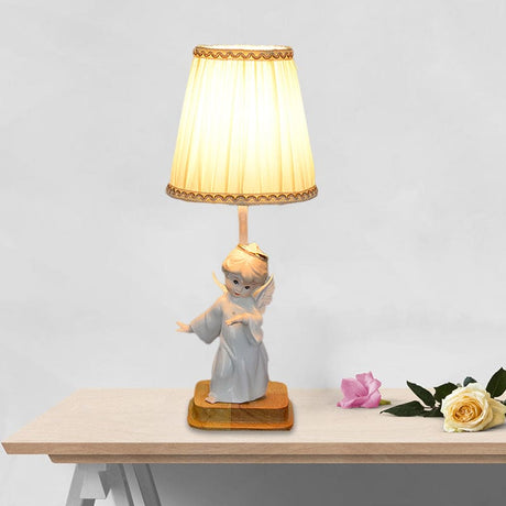 Classic Angel Table Lamp  Pleated Shade With Gold Trim - Product detail 9