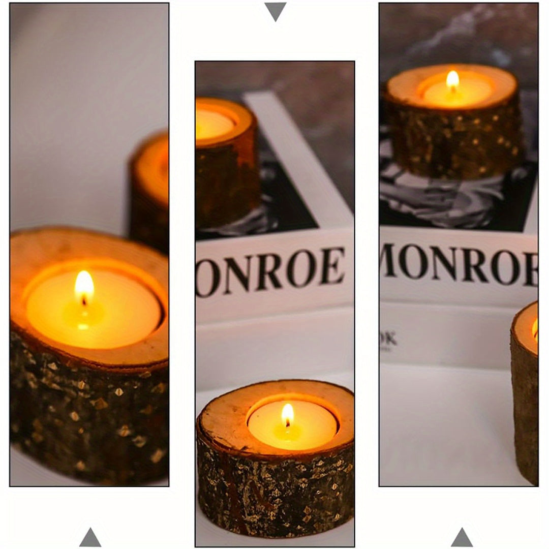 Rustic Tea Light Holders  Natural Wood Set of 40 - Product detail 4