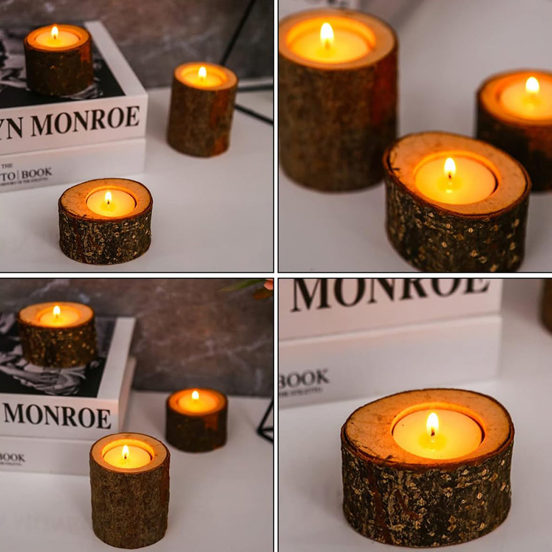 Rustic Tea Light Holders  Natural Wood Set of 40 - Product detail 5