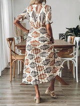 Bohemian Summer Maxi Dress  Palm Print V-Neck Design - Product example