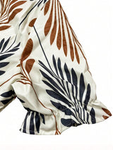 Bohemian Summer Maxi Dress  Palm Print V-Neck Design - Product detail 5