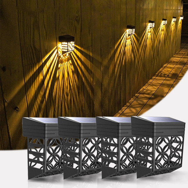 Solar Garden Wall Light  Geometric Pattern Shadow Cast - Product showcase
