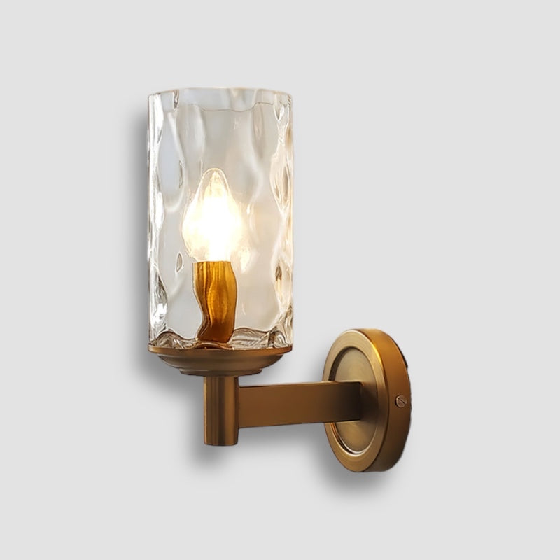Modern Glass Wall Light  Textured Crystal Shade with Brass Finish - Product detail 14