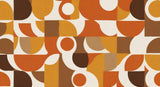 Retro Mural Wallpaper | 70s Geometric Orange and Brown
