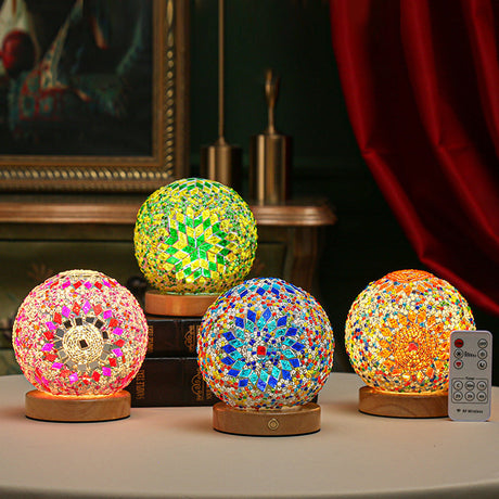 Mosaic Glass Table Lamp  LED Color Changing Night Light - Product showcase