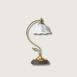 Vintage Table Lamp  Ceramic Shade with Wood Base - Product showcase