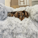 Plush Pet Furniture Protector  Water-Repellent Vegan Fur Bed - Detailed view