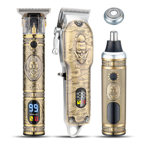 Professional Hair Clipper Set  Vintage Gold Engraved Design - Product showcase