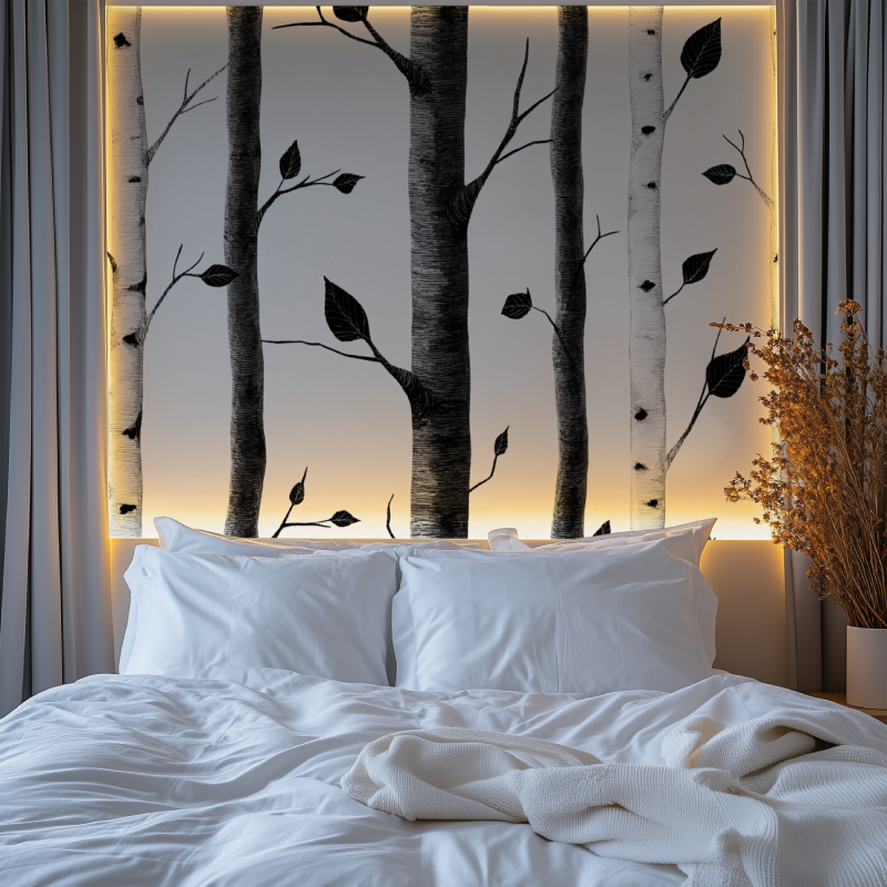 Forest Mural Wallpaper | Black and White Birch Trees