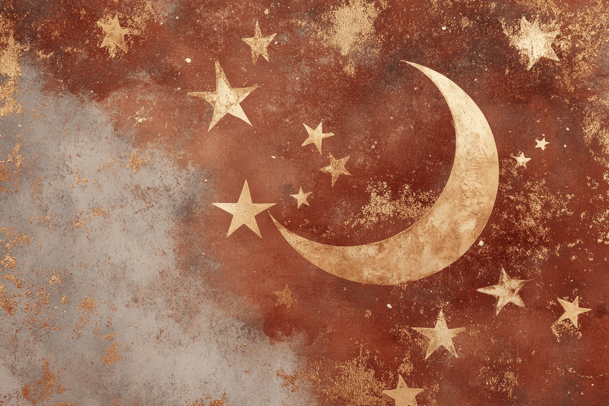 Celestial Mural Wallpaper | Terracotta Moon and Stars Design