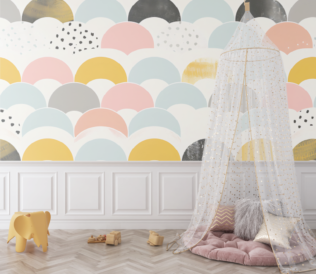 Geometric Mural Wallpaper | Pastel Scandinavian Pattern
