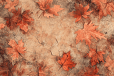 Nature Mural Wallpaper | Terracotta Maple Leaves with Aged Effect